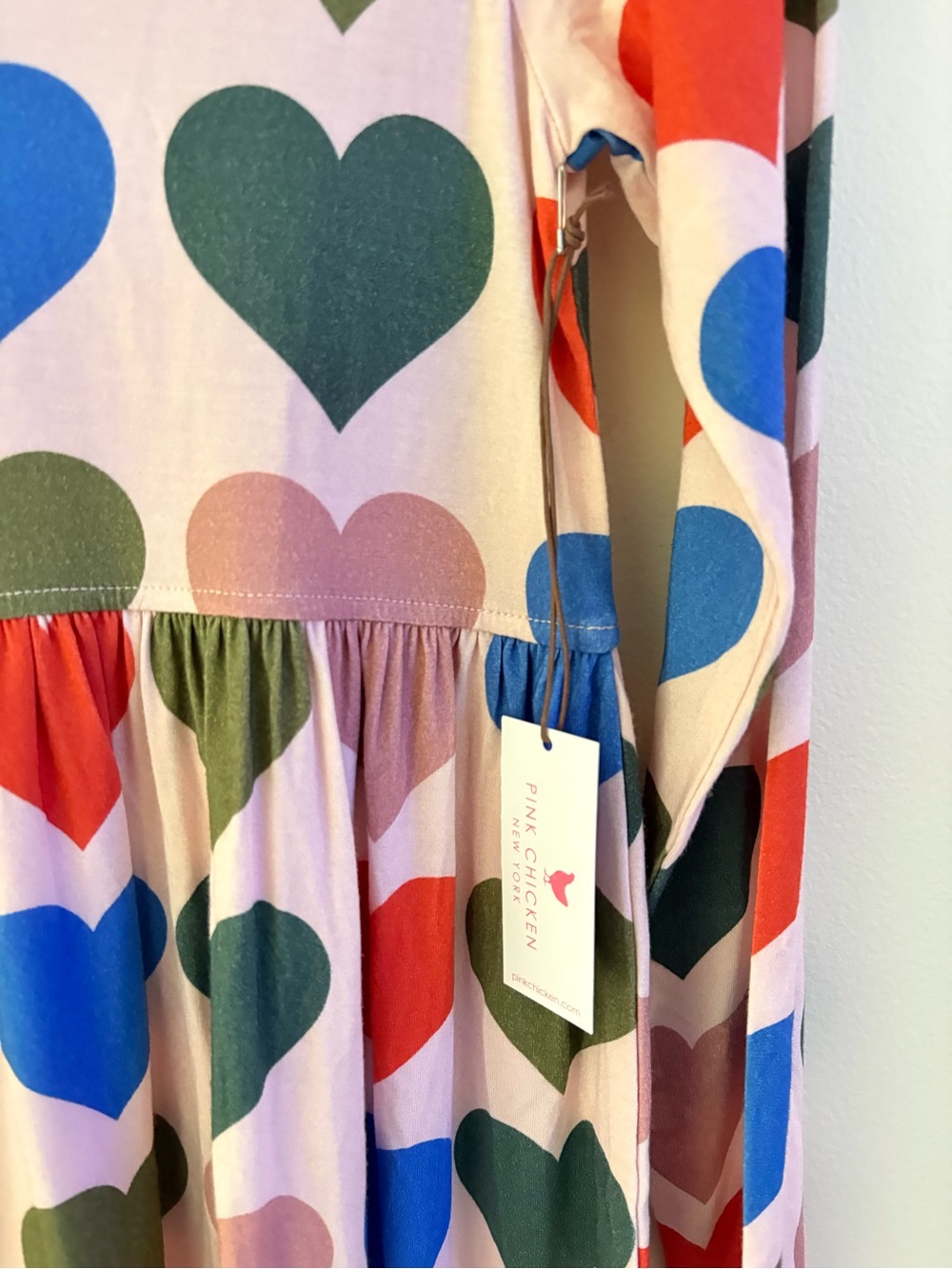 NWT Pink Chicken Hearts Steph Bamboo Dress Size 12 - Picture 2 of 4